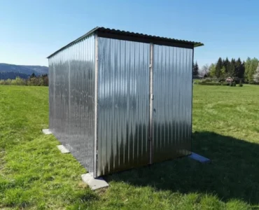 Garaż blaszany 2x3m Dach jednospadowy, Brama dwuskrzydłowa
