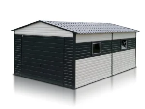 garaz blaszany pojedynczy 4x6 szara biel