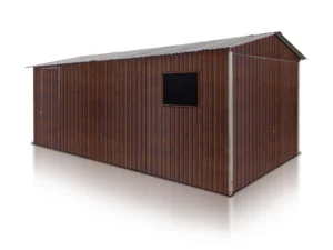 garaz jednostanowiskowy 3x5 dwuspadowy brama uchylna