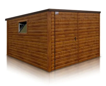 Garaż blaszany 3x3 z montażem - Dach jednospadowy, Drewnopodobny