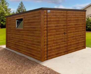 Garaż blaszany 3x3 z montażem - Dach jednospadowy, Drewnopodobny