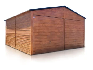 garaz blaszany dwustanowiskowy 6x6 m drewnopodobny