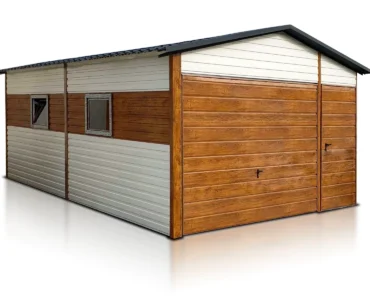 Garaże pojedyncze 20 Garaż blaszany pojedynczy 4x6 m - Dach dwuspadowy, Brama uchylna, biały