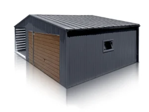 nowoczesny garaz blaszany 5 5mx5 5m z wiata 3 5m