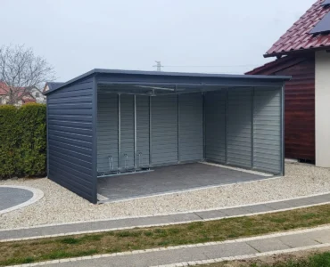 Wiata rowerowa 5x3 m - Dach jednospadowy, Grafit