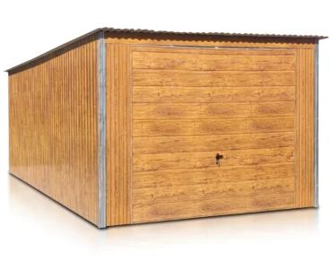 Garaż blaszany 3.5x6 nowoczesny drewnopodobny
