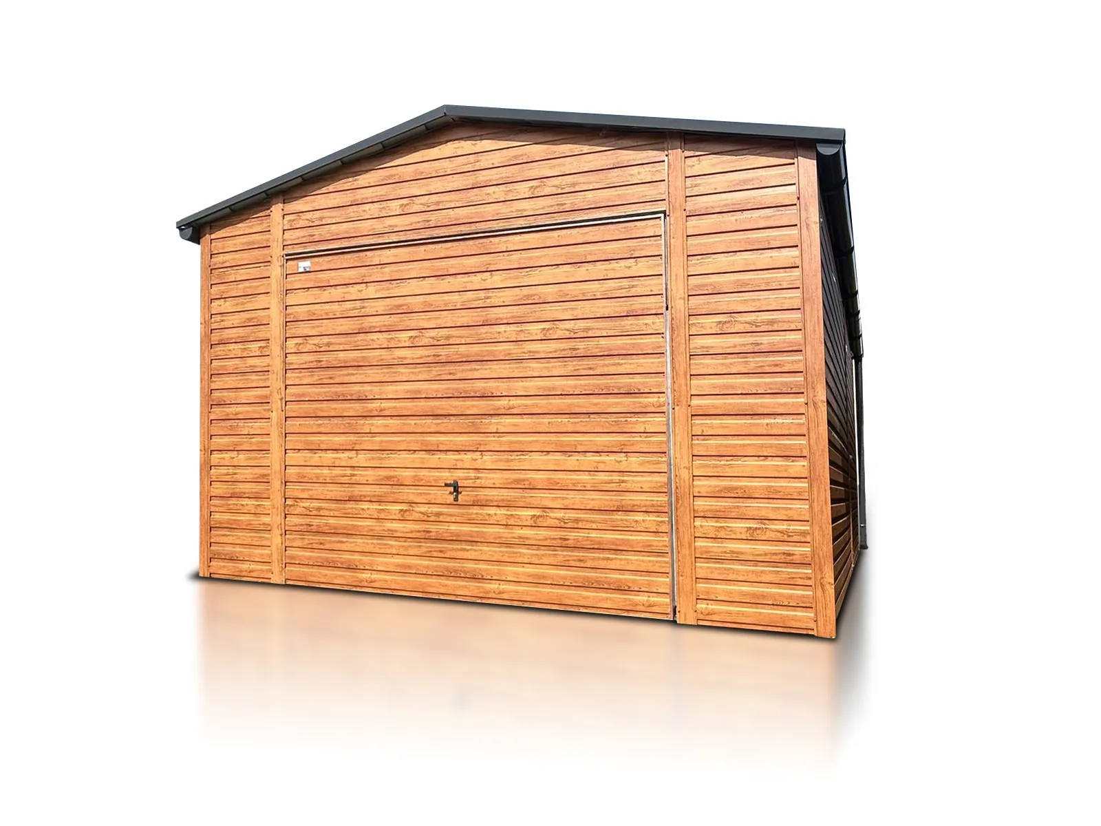 Garaz Blaszany Drewnopodobny 4 5X5M Brama Uchylna