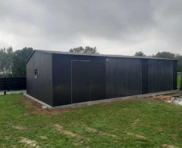 Hala 10x5 m - Dach dwuspadowy odwrócony, Brama uchylna, Grafit