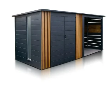 Domek narzędziowy 3x2 m z wiatą 2 m Grafit