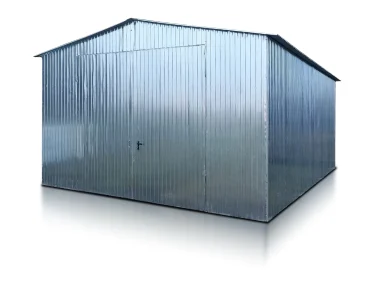 Garaż blaszany 5x5 m – Dach dwuspadowy, Brama dwuskrzydłowa, Ocynk