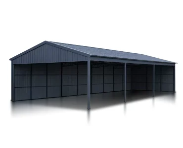 Wiata stalowa 10x20m Dach dwuspadowy Grafit