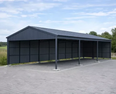 Wiata stalowa 10x20m Dach dwuspadowy Grafit