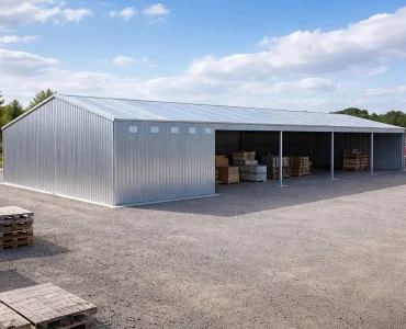 Wiata stalowa 27x10 m Dach dwuspadowy Ocynk