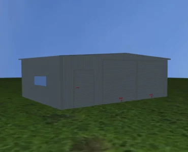 garaż blaszany dwustanowiskowy 8.70x6.50 m dach dwuspadowy grafit
