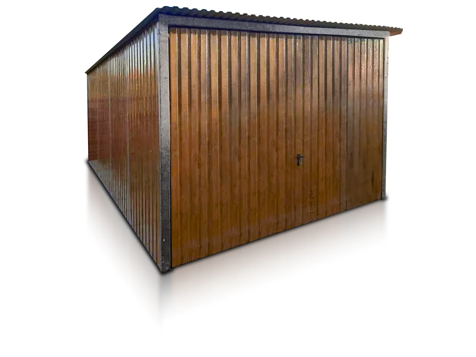 Garaz Blaszany Drewnopodobny 3X5 Brama Uchylna