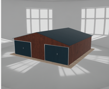 Garaż blaszany 8x8m dwustanowiskowy
  dwuspadowy Ciemny orzech