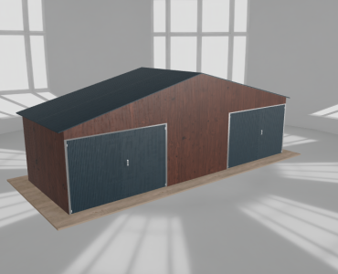 Garaż blaszany 8.5x3m dwustanowiskowy
  dwuspadowy Ciemny orzech