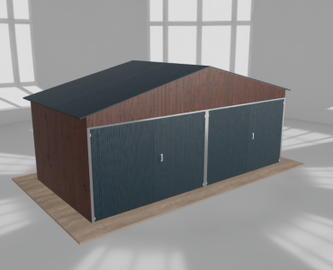 Garaż blaszany 6x3m dwustanowiskowy
  dwuspadowy Ciemny orzech