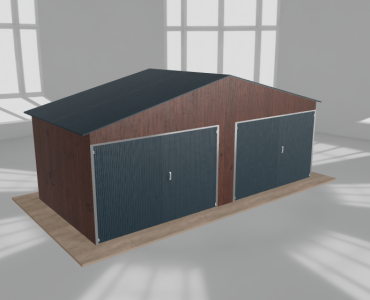 Garaż blaszany 6.5x3m dwustanowiskowy
  dwuspadowy Ciemny orzech