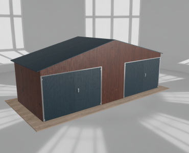 Garaż blaszany 7.5x3m dwustanowiskowy
  dwuspadowy Ciemny orzech
