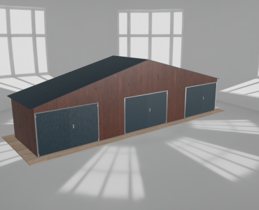 Garaż blaszany 12x3m trzystanowiskowy
  dwuspadowy Ciemny orzech