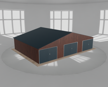 Garaż blaszany 11.5x8.5m trzystanowiskowy
  dwuspadowy Ciemny orzech