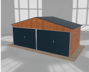 Garaż blaszany 6x3m dwustanowiskowy
  dwuspadowy Złoty dąb