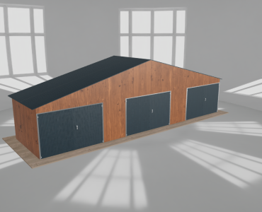 Garaż blaszany 11.5x3m trzystanowiskowy
  dwuspadowy Złoty dąb