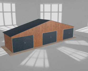 Garaż blaszany 12x3m trzystanowiskowy
  dwuspadowy Złoty dąb