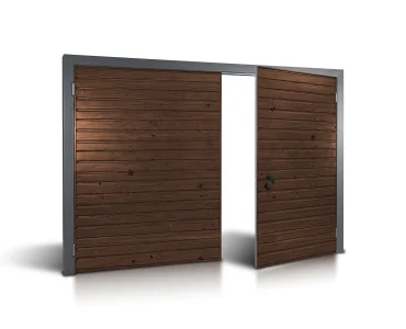 Brama dwuskrzydłowa 3.5x3.5 m Drewnopodobna Przetłoczenia poziome Panel 10 cm