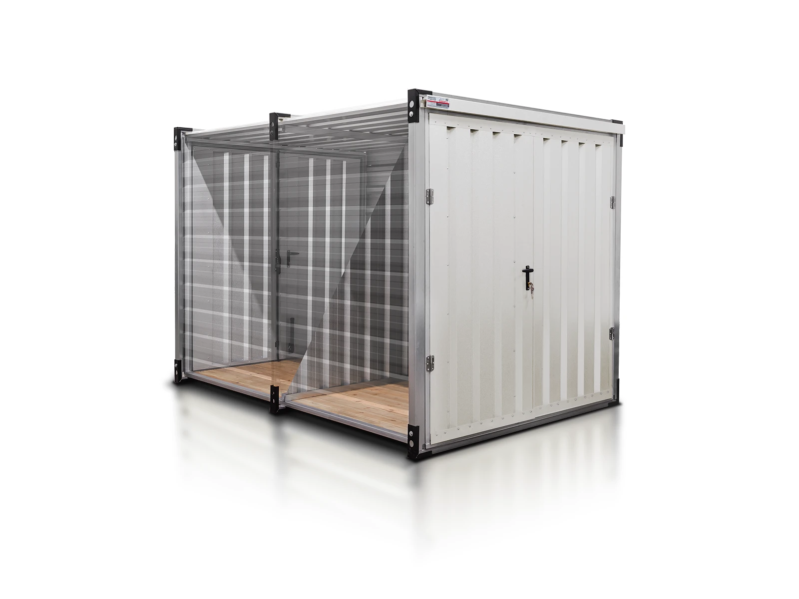 kontener magazynowy podwojny 3 m szara biel