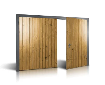 Brama dwuskrzydłowa 2.5x2.5 m Drewnopodobna Przetłoczenia pionowe Panel 10 cm