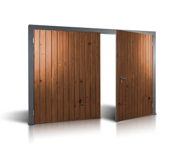Brama dwuskrzydłowa 4x3.5 m Drewnopodobna Przetłoczenia pionowe Panel 10 cm