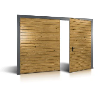 Brama dwuskrzydłowa 3.5x4 m Drewnopodobna Przetłoczenia poziome Panel 10 cm