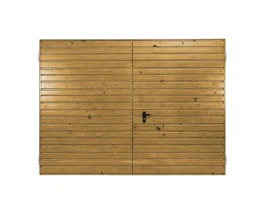 Brama dwuskrzydłowa 3x2.5 m Drewnopodobna Przetłoczenia poziome Panel 10 cm