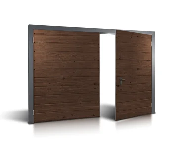 Brama dwuskrzydłowa 4x2.5 m Drewnopodobna Przetłoczenia poziome Panel 17 cm