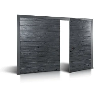 Brama dwuskrzydłowa 3x3 m Drewnopodobna Przetłoczenia poziome Panel 17 cm