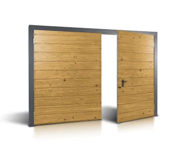Brama dwuskrzydłowa 3.5x3.5 m Drewnopodobna Przetłoczenia poziome Panel 17 cm