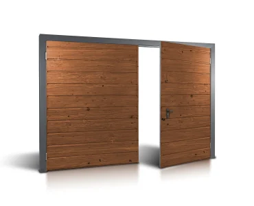Brama dwuskrzydłowa 3.5x4 m Drewnopodobna Przetłoczenia poziome Panel 17 cm