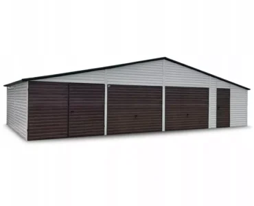 Garaż blaszany trzystanowiskowy 12x6 Biały