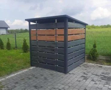Wiata Śmietnikowa 2x2 m Dach jednospadowy Grafit