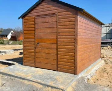 Domek narzędziowy 2.5x3m Dach dwuspadowy Jasny Orzech