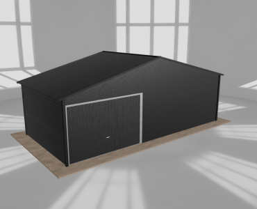 Garaż blaszany 7.5x3.5m jednostanowiskowy dwuspadowy Czarny