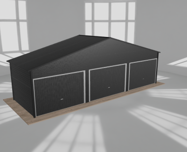 Garaż blaszany 9.5x3m trzystanowiskowy dwuspadowy Czarny