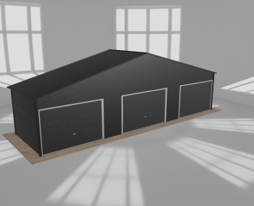 Garaż blaszany 11x3m trzystanowiskowy dwuspadowy Czarny