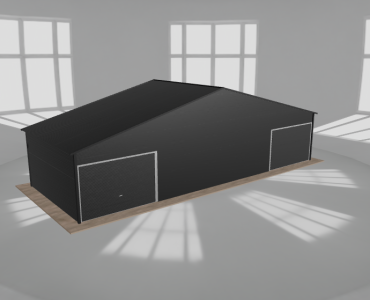Garaż blaszany 12x4.5m dwustanowiskowy dwuspadowy Czarny