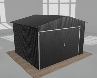 Garaż blaszany 3.5x3m jednostanowiskowy dwuspadowy Czarny