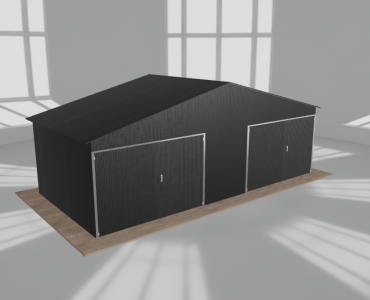 Garaż blaszany 7.5x3.5m dwustanowiskowy dwuspadowy Czarny