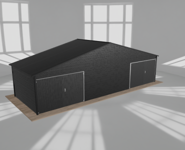 Garaż blaszany 10x3.5m dwustanowiskowy dwuspadowy Czarny