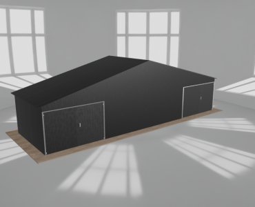 Garaż blaszany 11.5x3.5m dwustanowiskowy dwuspadowy Czarny